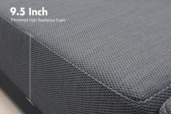 PURPLE LEAF Patio Furniture Set 6 Pieces Outdoor Conversation Sets with Coffee Table PP Rope Patio Sofa with Cushions and Table Manual Weaving Deep Seating Furniture for Porch Lawn Backyard Gray