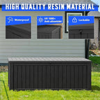 NUNU LAB 180 Gallon Outdoor Storage Box, Large Resin Deck Box with Double Wall Panels, Waterproof Patio Storage Bin for Garden Tools, Pool Accessories, Package Deliveries & Outdoor Gear