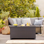 Giantex Outdoor Wicker Storage Box - 50 Gallon PE Rattan Storage Container with Lid, Waterproof Liner, Universal Wheels, Deck Storage for Pillows, Cushions, Gardening Tools, Mix Brown