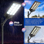 Solar Lights Outdoor for Outside, Waterproof Solar Street Lights Outdoor, 6500K Dusk to Dawn Security Flood Lights Motion Sensor with Remote Control for Yard, 4 Pack