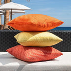 Kevin Textile Fall Outdoor Waterproof Throw Pillow Covers Pack of 2 Farmhouse Decorative Cushion Covers for Garden Patio Tent Balcony Bench Couch Sofa 24x24 Inch, Orange
