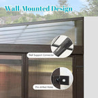 10x14FT Wall Mounted Sunroom Kit All Season, Outdoor Enclosed Gazebo Lean to Solarium with Detachable Polycarbonate Roof/Windows, 2 Lockable Sliding Doors, Permanent Aluminum Sun Room for Patio