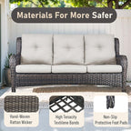 Wicker Outdoor Conversation Se with 50,000 BTU Gas Propane Fire Pit Tablet-6 Pieces Outdoor Wicker High Back Couch Patio Furniture for Deck Poolside Backyard