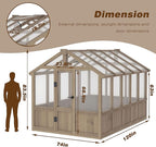 Mupater 6'x10' Wooden Greenhouse for Outdoor, Heavy Duty Green House Kit with Ventilated Window and Lockable Door, 6mm MWPC Panels for UV Protection, Walk-in Greenhouse for Backyard, Patio, Lawn
