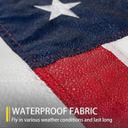 American Flag 2x3 FT Outdoor, Heavy Duty High Wind US Flag, Embroidered Stars, Sewn Stripes, Brass Grommets, Indestructible Tough USA Flags Suitable for Outside