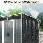 6X5 FT Outdoor Storage Shed, Waterproof Metal Garden Sheds with Lockable Door, Steel Tool Storage Buildings Shed & Outdoor Storage House for Garden, Backyard, Patio, Lawn, Trash Cans(Black and White)