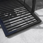 Outsunny 3.3' Metal Arch Zen Garden Bridge with Safety Siderails, Decorative Footbridge, Delicate Scrollwork & Corner Spheres for Stream, Fish Pond, Black