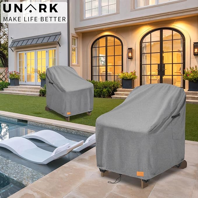 Outdoor Adirondack Chair Covers 30W x 34D x 36H Inches, Patio Furniture Covers Waterproof Heavy Duty Outdoor Swivel Chair Cover,Gery