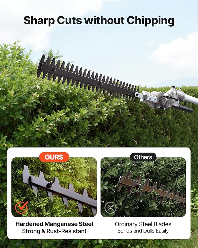 Gas Hedge Trimmer VEVOR, 26cc 2-Cycle Handheld 4-in-1 Trimmer Kit with Hedge Trimmer, Weed Eater/String Trimmer, Edger & Brush Cutter, Includes Protective Gear for Shrubs & Bushes