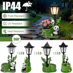 Panda Outdoor Statue with Solar Lantern Flowerpot for Garden Decor Panda Sculpture Figurine Bamboo for Patio Balcony Yard Lawn Decorations Gifts for Women Mom