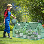 Aoodor 4 x 2 x 2 ft Mini Greenhouse with 2 Zipper Doors, Water Resistant, UV Protected for Flowers, Vegetables and Herbs, Green