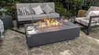 AMS Creations | Madison 60" Bundle Rectangular Propane Gas Outdoor Fire Pit Table | Dark Gray Concrete GFRC | Limestone Texture or Surface | Electronic Ignition | Outside Backyard Fireplace