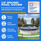 Winter Pool Cover 15 ft Round for Above Ground | Extra Thick & Durable Above-Ground Pool Cover | Sapphire Series of Premium Cold- and UV-Resistant Pool Cover | by Yankee Pool Pillow