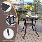 VICLLAX Small Square Outdoor Patio Table, All Weather Metal Outdoor Dining Table for Lawn Garden, 27.5"x 27.5" Patio Table for Outside, Black