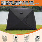Albott Outdoor Sauna Tent, Portable Wood Burning with Stove, 4-6 Person Steam for Dry Sauna, Oxford Cloth & Carbon Steel Stove with Stone, 8.2’ x 8.2’ x 6.7’, Grey