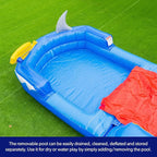 HERO KIDDO Ocean Shark Commercial Grade Lightweight Premium Bounce House Water Slide with Detachable Pool for Kids and Adults (with Blower), Basketball Hoop, Outdoor Indoor, Wet Dry Combo