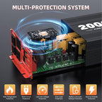 2000W Pure Sine Wave Inverter, Car Power Inverter 24V to 120V AC Converter for RV, Truck, Solar, Outdoor with Dual AC and 20A Socket, 18W+30W USB, PD60W, Surge 4000W, Remote Control(2000W-24V)