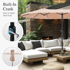 Sophia & William 15 ft Extra Large Patio Umbrella with Base Included, Rectangular Outdoor Umbrella Heavy Duty, Market Umbrella Double-sided Fade Resistant for Pool Garden Backyard, Beige