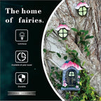 Fairy Garden Door and Windows for Trees,Resin Fairy House Kit,Glowing in The Dark,Miniature Accessories for Tree Stump, Outdoor Yard, Lawn, and Garden Decor.