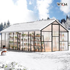 WKM 8x16 FT Greenhouse for Outdoors, Polycarbonate Greenhouse with Roof Vent and Quick Setup Structure, Aluminum Frame, Black