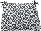BrylaneHome Chair Cushion with Ties - 18.75" L x 18" W - Patio & Outdoor - Water, Stain & Fade Resistant - Black Ikat