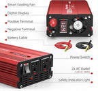 SUNWHEEL 1000W Power Inverter, DC 12V to 110V AC Car Inverter with LCD Screen Display, 2 AC Outlets, Equipped with 2 Clips for Truck, Home, Vehicles, Laptop, Trip
