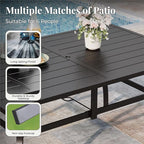 Patio Table and Chairs Set, Patio Dining Set for 6 with Brown Chairs and Metal Rectangular Table for Deck Backyard Lawn Poolside