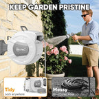 SILVEL Retractable Garden Hose Reel, 1/2 in x 110ft Wall Mount Heavy Duty Automatic Hose Reel with 10 Pattern Nozzle, Any Length Lock & Slow Return System, 180°Swivel Bracket Upgraded UV Resistant