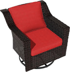 Vista Vibe Outdoor Patio Deep Seat Luxurious Chair - 360 Degree Swivel Glider Rocker Chair with Washable Cushions, Hand-Woven & All-Weather PE Rattan, Balcony, Yard (Brown/Red)