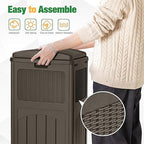 Flamaker 30 Gallon Trash Can, Resin Outdoor Garbage Can with Lid, Waterproof Hideaway Patio Waste Bins for Outside Use (2 Pack, Deep Brown)