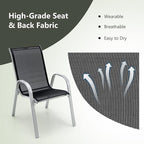 Tangkula Patio Dining Chairs Set of 4, Outdoor Stackable All Weather Heavy Duty Dining Chairs Set with Armrests, Support 330 LBS, for Poolside, Backyard, Garden, Deck, Front Porch (Black)