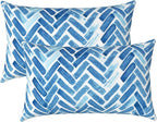 LVTXIII Set of 2 Patio Lumbar Pillows, 12”x20” Fade Resistant Outdoor Lumbar Pillow with Inners, Fluffy Decorative Garden Lumbar Cushions for Home Patio Coach Sofa Use, Blue Brick