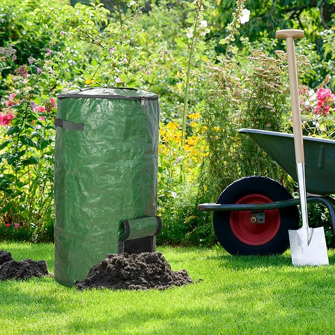 MyLifeUNIT Compost Bins Outdoor, Composting Bin for Outside Garden, Reusable Garden Yard Waste Bag, 34 Gallon (2 Pack, Green)