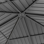 TOOLPORT Hardtop Gazebo 10x10 ft with Steel Roof - 4 Side Panels in Gray - Approx. 3.54x3.54 in Aluminium Poles
