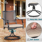 PHI VILLA Patio Swivel Dining Chairs Set of 2, Outdoor Chair with Cushions, Patio Furniture Chair with Armrest, Black
