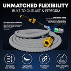 TITAN Flexible Garden Hose 20FT – Ultra Lightweight, Heavy Duty Water Hose with Brass Fittings & Jet Nozzle – Kink-Free, Non-Expanding, Durable Fabric Hose for Yard, Lawn, Car Wash, Outdoor Use