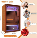 Infrared Sauna 2 Person,Far Infrared Home Sauna Room,1950W Light Therapy Lamp Dry Sauna for Home, Canadian Hemlock Indoor Sauna Spa with Oxygen Bar,Wooden Infrared Light Sauna