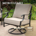 HERA'S HOUSE Outdoor Chairs Set of 2, 2 x Patio Chair with Beige Cushions, All Weather Outdoor Furniture for Lawn Garden Backyard Deck(Swivel Chairs)