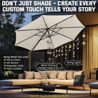 Hotime 10ft Patio Umbrella Outdoor Patio Windproof and Height adjustable, Heavy Duty Aluminum Round Offset Patio Umbrella Cantilever Pool Umbrella with 360°Rotation for Garden Deck Pool, Beige