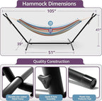 Sorbus 2-Person Luxury Hammock with Steel Stand- Premium Cotton Blend 60" Large Bed- Heavy Duty 450lbs Portable w/Carrying Case - for Garden Yard Patio Outdoor Camping Gifts- Washable
