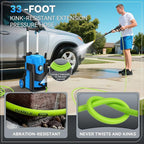 Pressure Cleaner, 5000 PSI 4.0 GPM Heavy Duty Power Cleaner, with 4 Nozzles,Foam Cannon,33FT Hose Reel and 500ml Soap Bottle for Home/Cars(Light Blue)