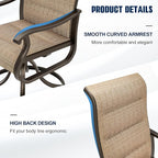 UDPATIO Patio Swivel Dining Chairs Set of 8, Outdoor Swivel Chairs High Back with All Weather Padded Textilene, Metal Rocking Frame for Lawn Garden Backyard, Brown
