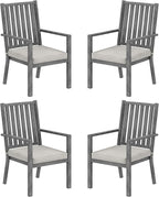 Patio Dining Chair Set of 4, Aluminum Outdoor Dining Chairs with Waterproof Cushions, Metal Outdoor Patio Furniture Seating for Porch, Balcony, Deck, Backyard, Gray