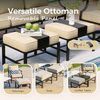 Patio Furniture Set 5 pcs, Outdoor Patio Furniture, 3-Seat Sofa, 2 Swivel Chairs, 2 Ottomans and 5.75" Extra Thick Cushion, Patio Conversation Set for Garden Backyard Deck,Beige