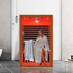 Far Infrared Sauna Home Sauna Indoor Sauna for 2 Person, 7 Color LED Dry Sauna Room with Low EMF 1950W for Home Gym, Canadian Hemlock Wood