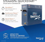 SteamSpa Executive 7.5 KW QuickStart ACU-Steam Bath Generator Package with Built-in Auto Drain in Brushed Nickel | Steam Generator Kit with Dual Control Panel Steamhead 240V | EXT750BN-A