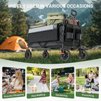 TIMBER RIDGE Collapsible Wagon Cart with Brakes, 400lbs Heavy Duty Large Capacity Compact Portable Folding Wagon, Utility Grocery Cart for Camping, Gardening, Shopping-Grey