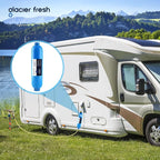 GLACIER FRESH RV/Marine Water Filter with 2 Flexible Hose Protector, Greatly Reduces Bad Taste, Odors, Chlorine and Sediment in Drinking Water, 4 Pack
