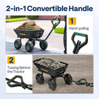 VIVOHOME 4 Cu.Ft 660lbs Wheelbarrow Garden Cart Dump Wagon with 2-in-1 Convertible Handle Attach to ATV or Tractor, 10" All Terrain Wheels, Quick Release System, Heavy Duty Utility Trailer for Yard