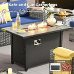 ovios 10 Pieces Patio Furniture Set, Outdoor Wicker Sectional Sofa with 42" Fire Pit Table Swivel Chairs, Modern Modular Deep Seat Rattan Couch Conversation Sets, Navy Blue